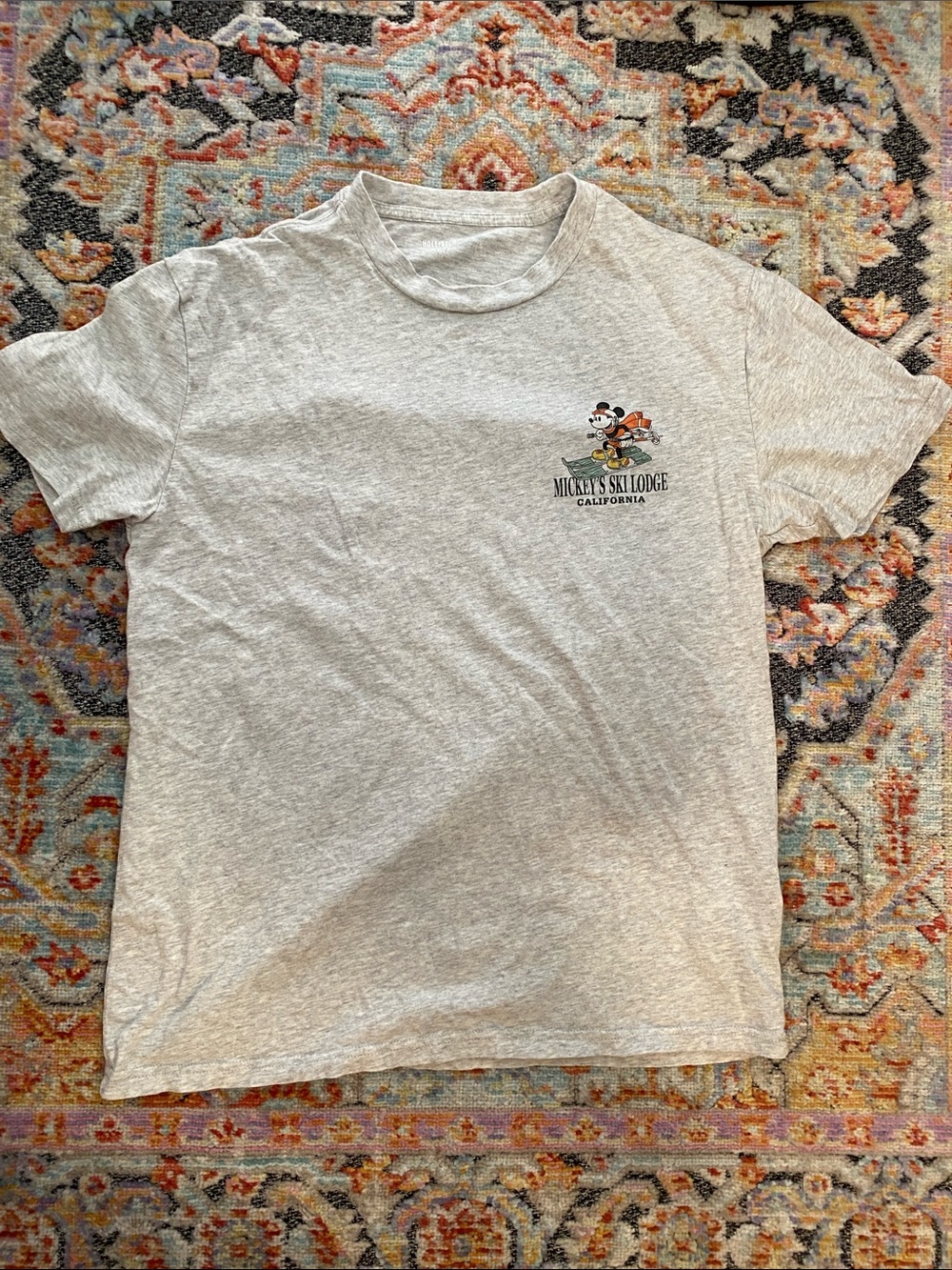 Hollister Light Heather Gray Short-Sleeve Tee with Skiing Mickey Graphic